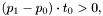 $(p_1-p_0)\cdot t_0 > 0,$