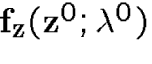 \({\bf f}_{{\bf z}}({\bf z}^0;\lambda^0)\)
